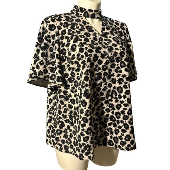 Lane Bryant Leopard Print Choker Neck Blouse Top Plus Size 18 - Picture 3 of 11